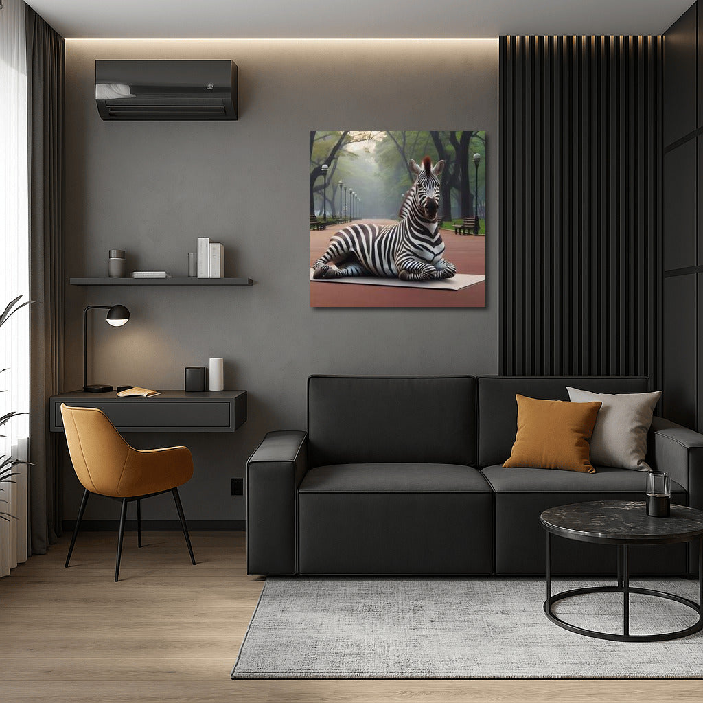 Zebra on Yoga: Harmony of Nature in the Park