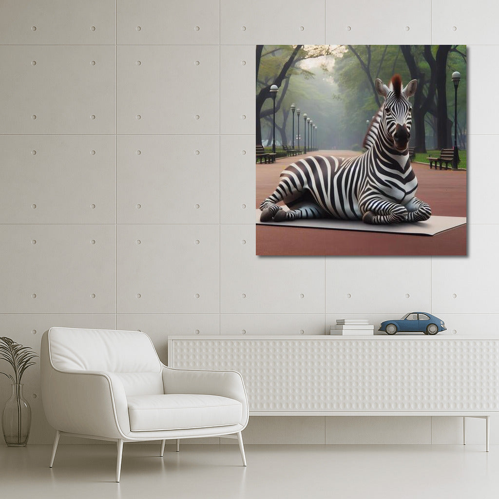 Zebra on Yoga: Harmony of Nature in the Park