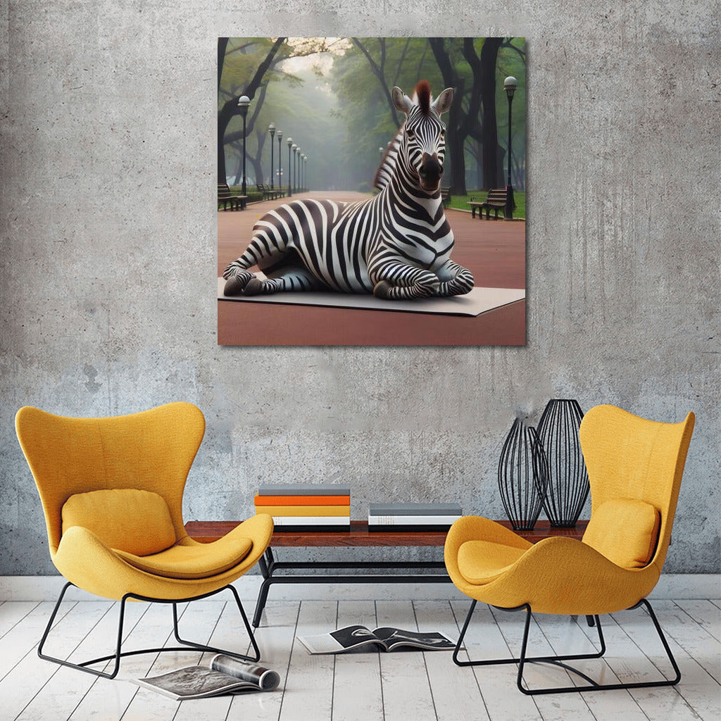 Zebra on Yoga: Harmony of Nature in the Park