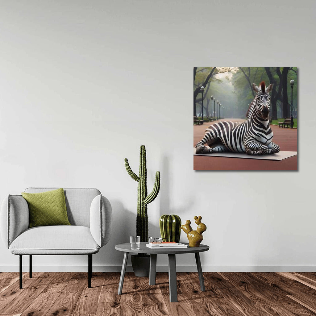 Zebra on Yoga: Harmony of Nature in the Park