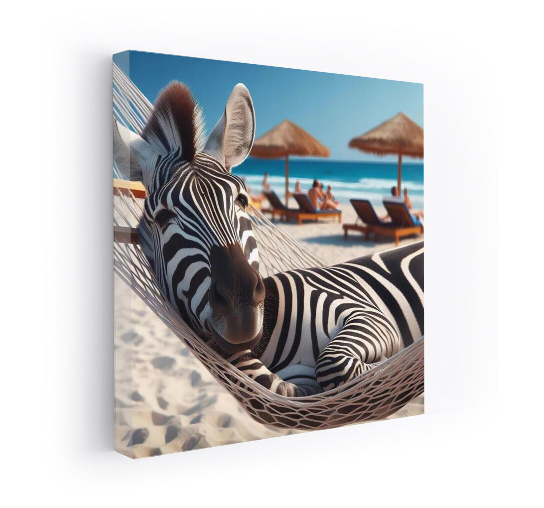 Zebra in a Hammock: Summer Relaxation on the Beach