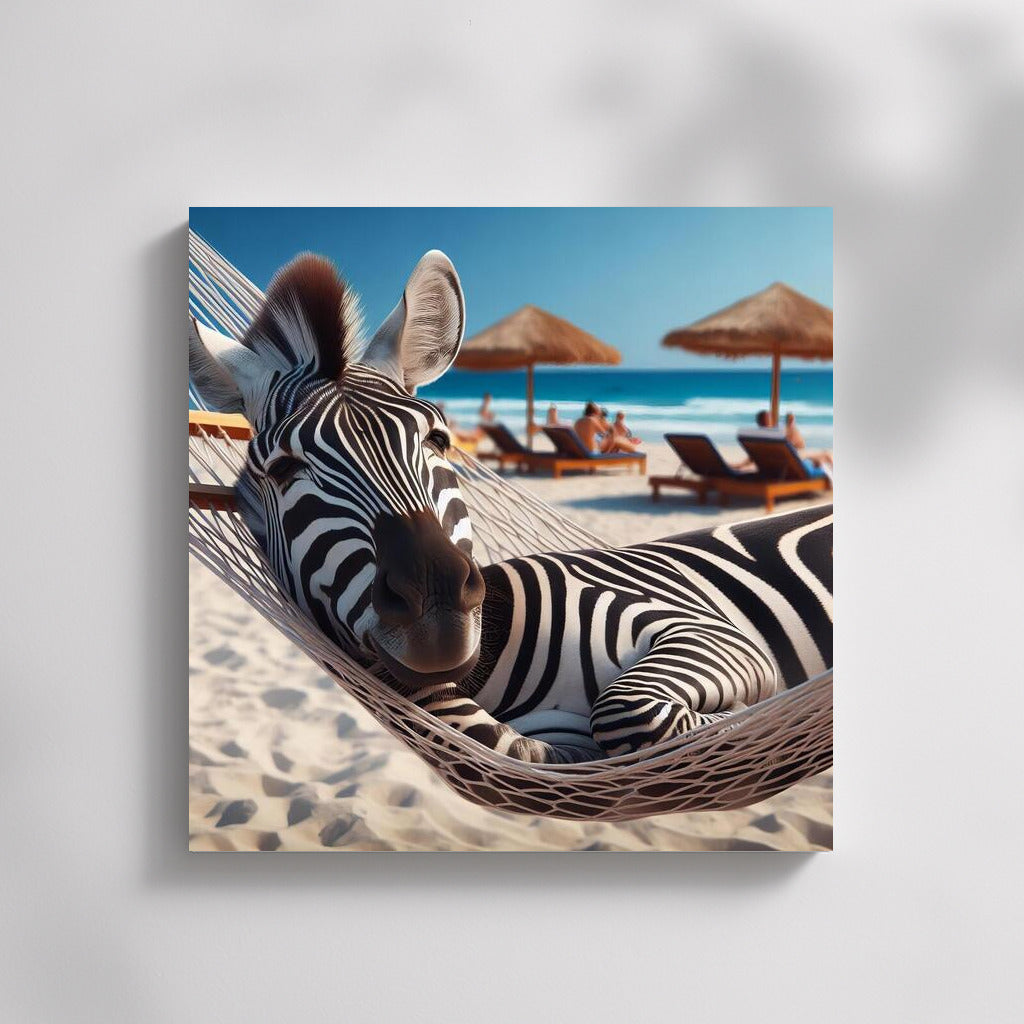 Zebra in a Hammock: Summer Relaxation on the Beach