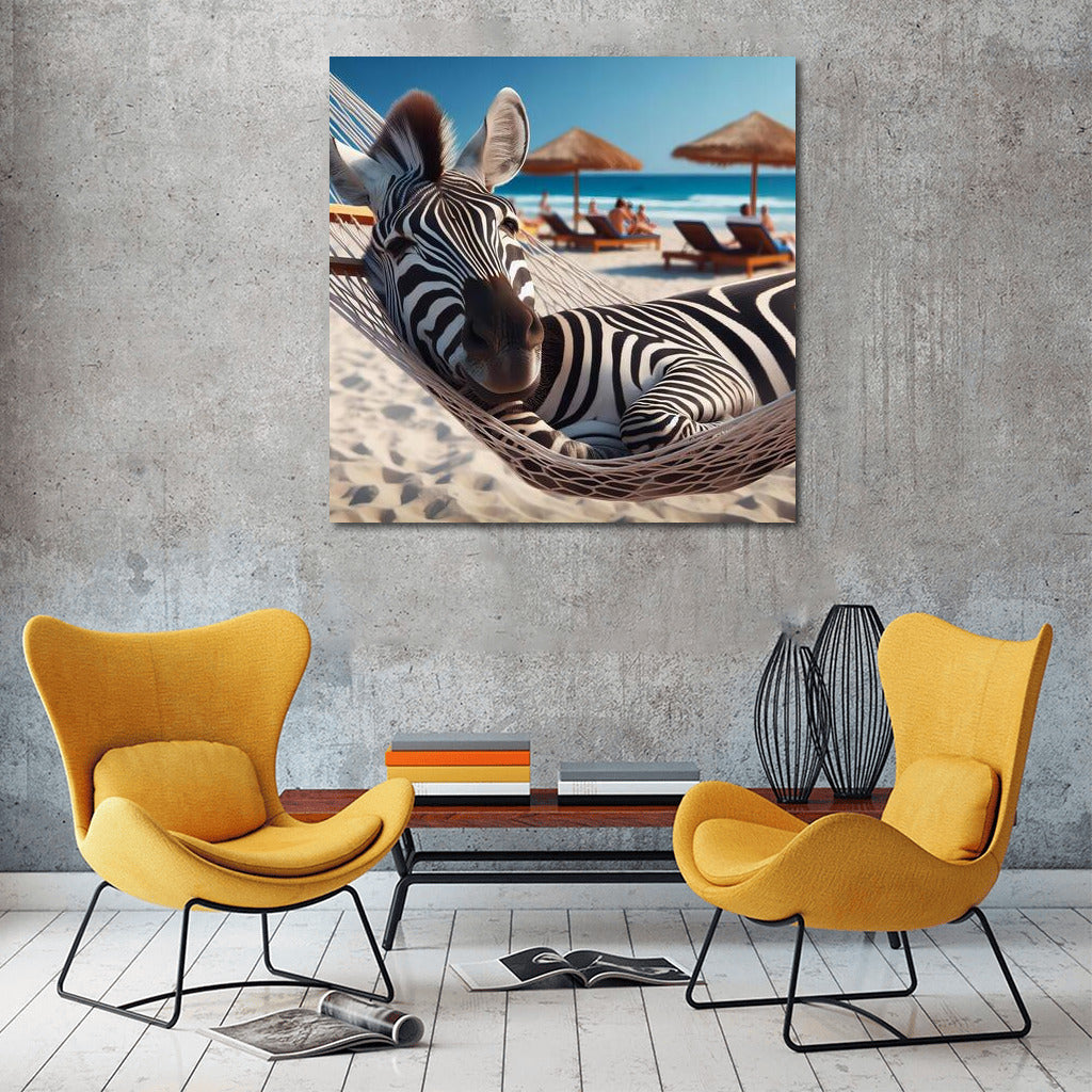 Zebra in a Hammock: Summer Relaxation on the Beach