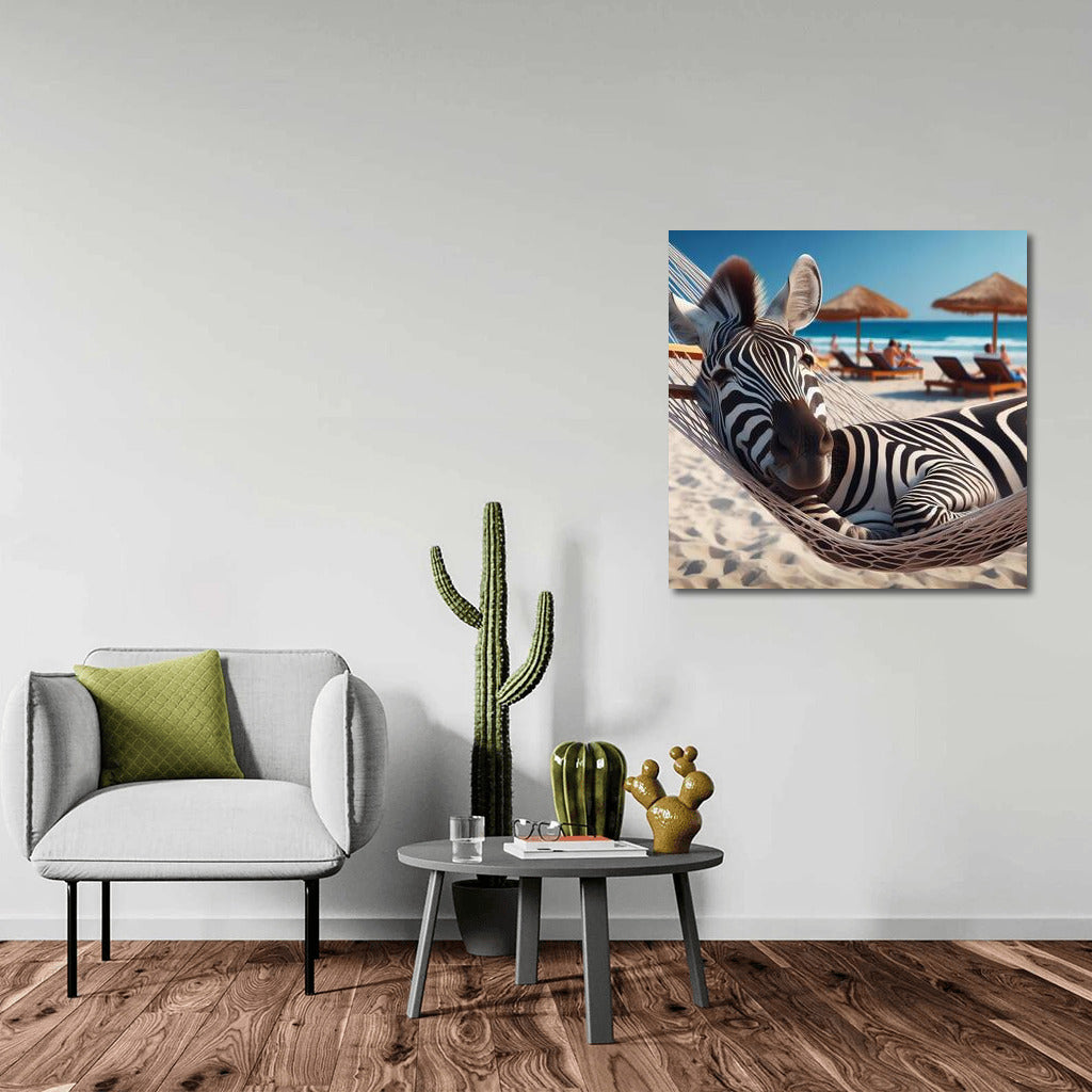 Zebra in a Hammock: Summer Relaxation on the Beach