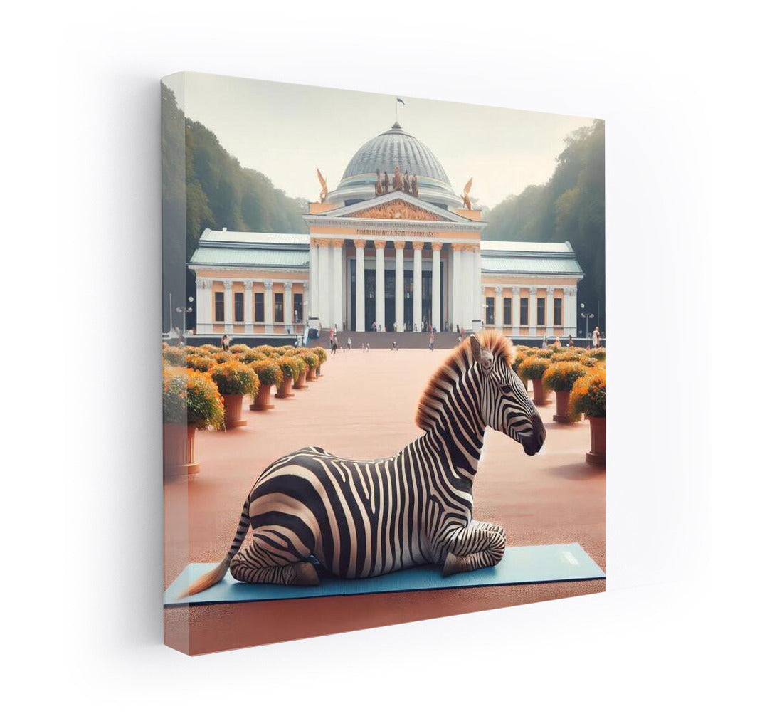 Zebra on a Yoga Mat in the Park: Playful Charm for the Interior