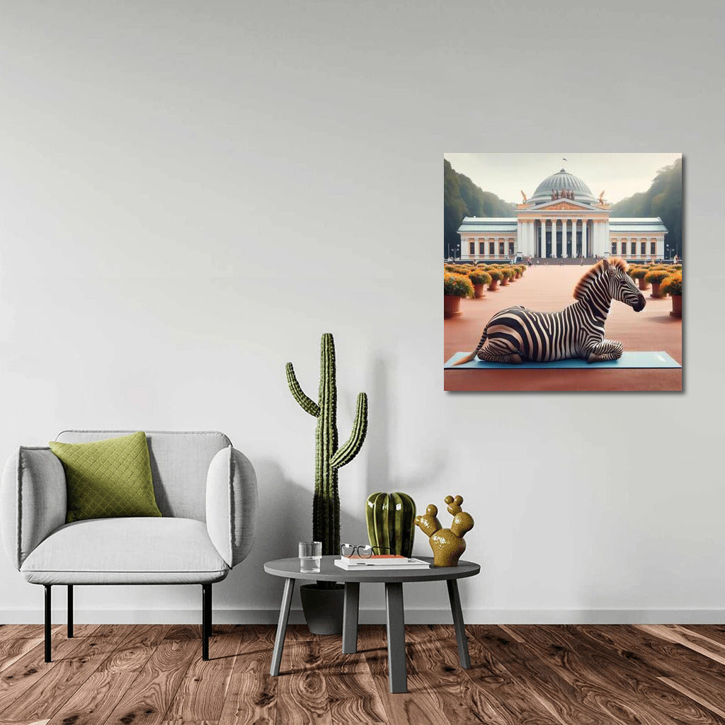Zebra on a Yoga Mat in the Park: Playful Charm for the Interior