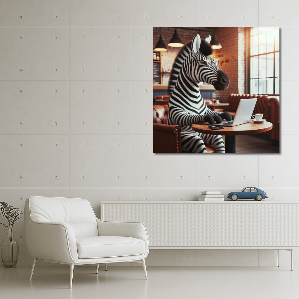Zebra in a Cafe with a Laptop: Surrealism and Comfort