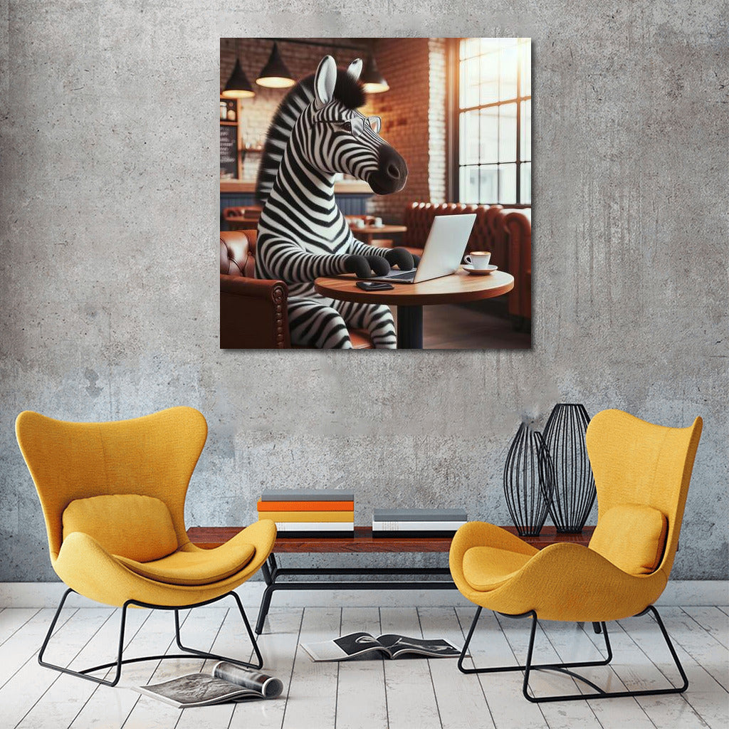 Zebra in a Cafe with a Laptop: Surrealism and Comfort