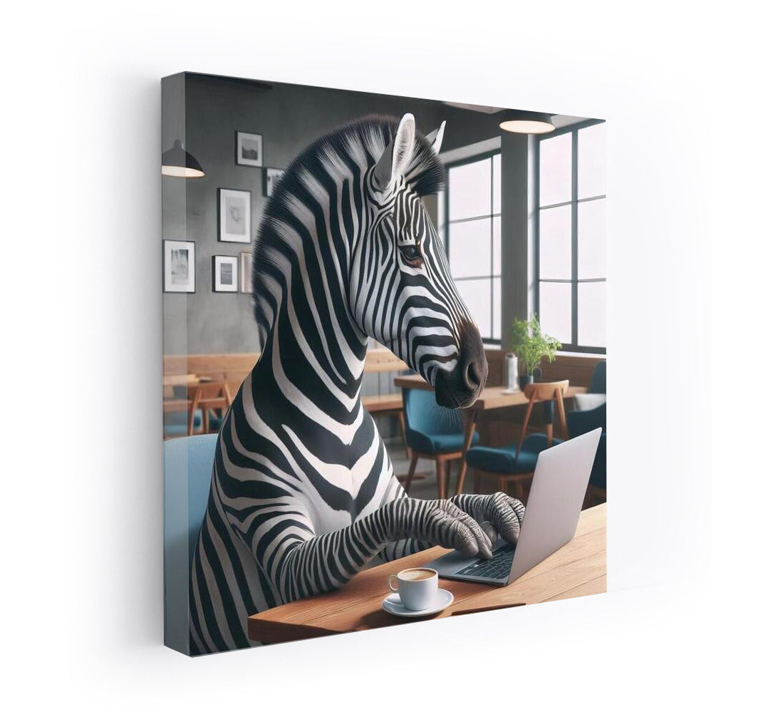 Zebra with a laptop in a cafe: Creative inspiration for your interior