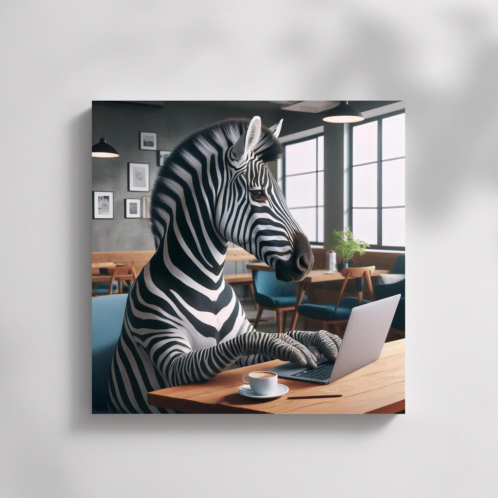 Zebra with a laptop in a cafe: Creative inspiration for your interior