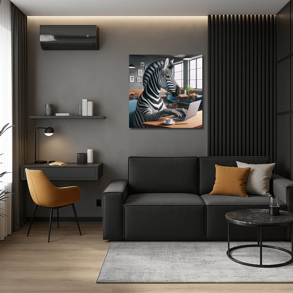 Zebra with a laptop in a cafe: Creative inspiration for your interior