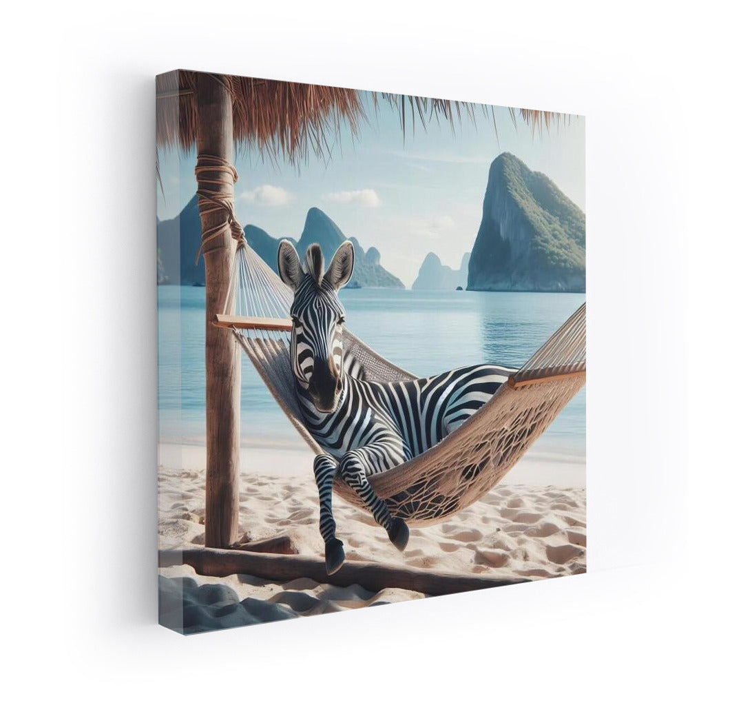 Zebra in a Hammock: A Beach Oasis of Tranquility