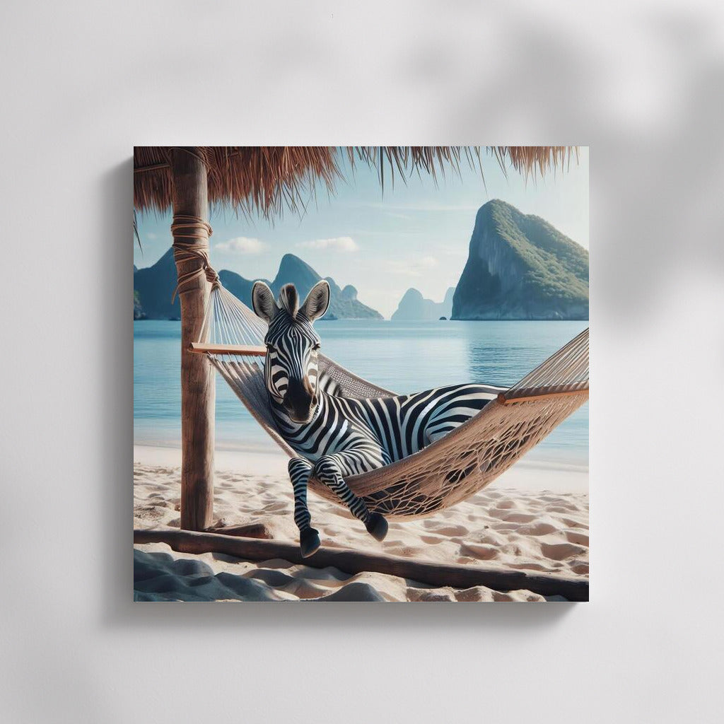 Zebra in a Hammock: A Beach Oasis of Tranquility