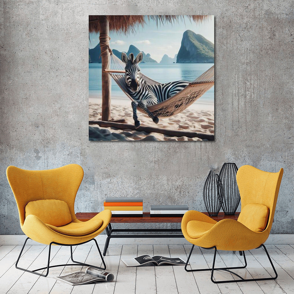 Zebra in a Hammock: A Beach Oasis of Tranquility
