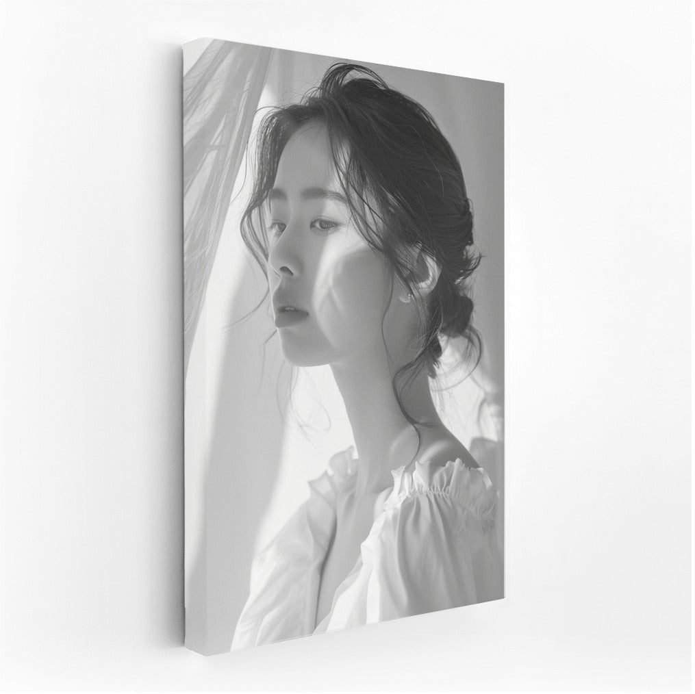 Mysterious Beauty: Black and White Portrait of a Girl