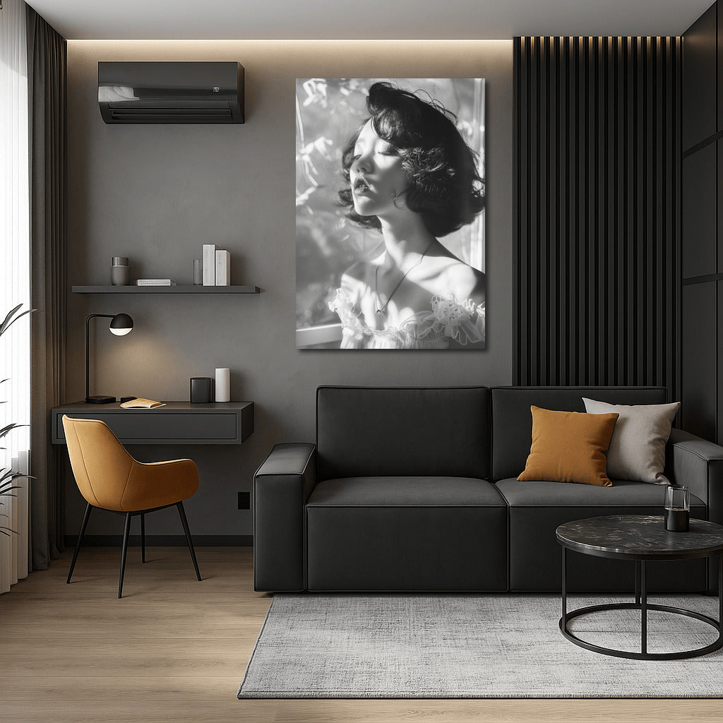 Elegance in Black and White: Portrait of a Beautiful Girl