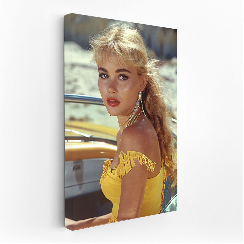 Mysterious Blonde and Vintage Car: Diving into Retro Style
