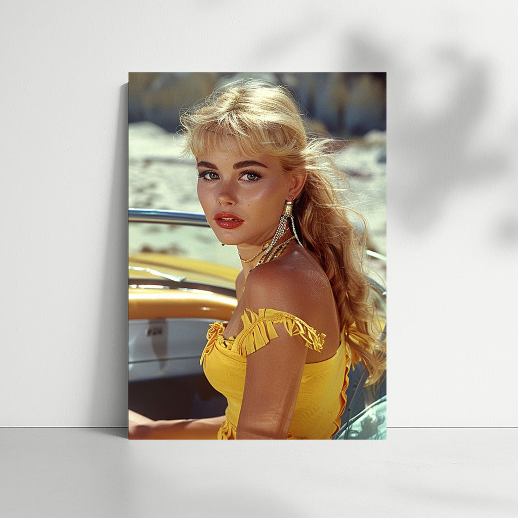 Mysterious Blonde and Vintage Car: Diving into Retro Style