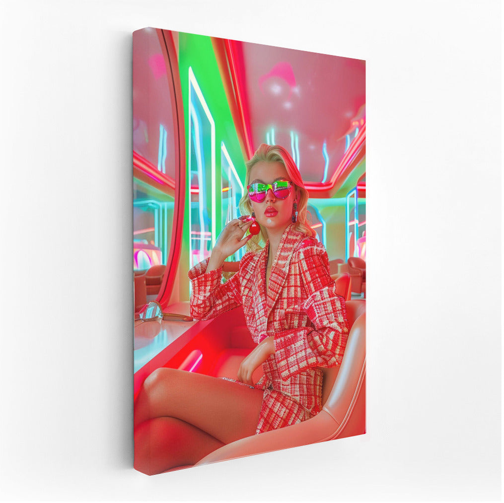 Neon Muse: Bright Portrait of a Girl in Retro Style