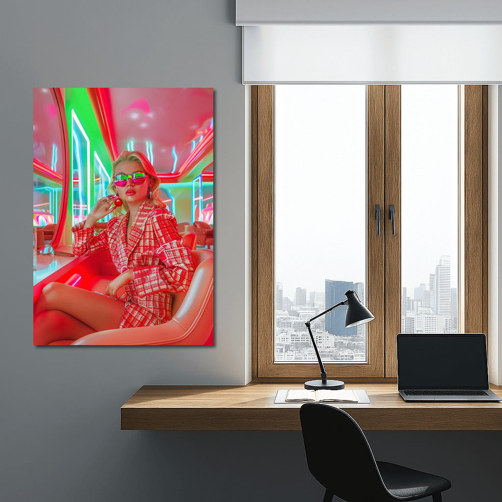 Neon Muse: Bright Portrait of a Girl in Retro Style