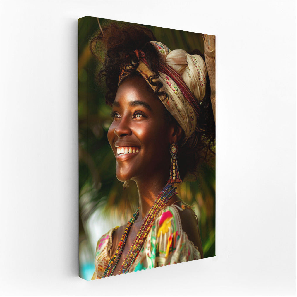 Sunny Caribbean Joy: Exotic Girl Surrounded by Happiness