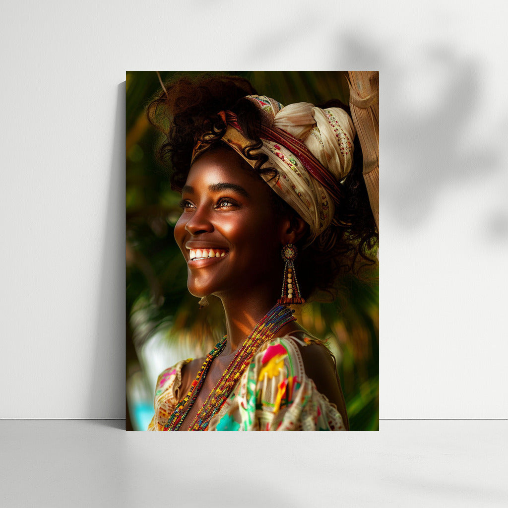Sunny Caribbean Joy: Exotic Girl Surrounded by Happiness
