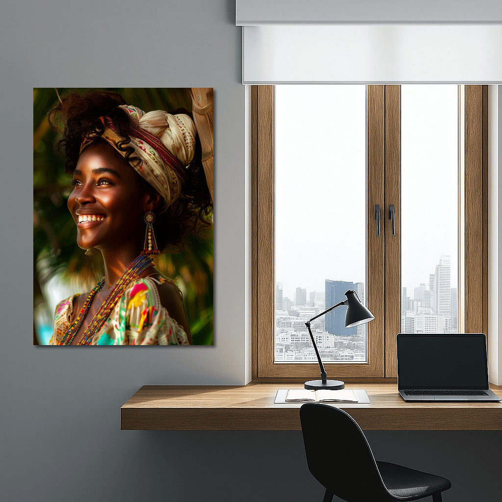 Sunny Caribbean Joy: Exotic Girl Surrounded by Happiness