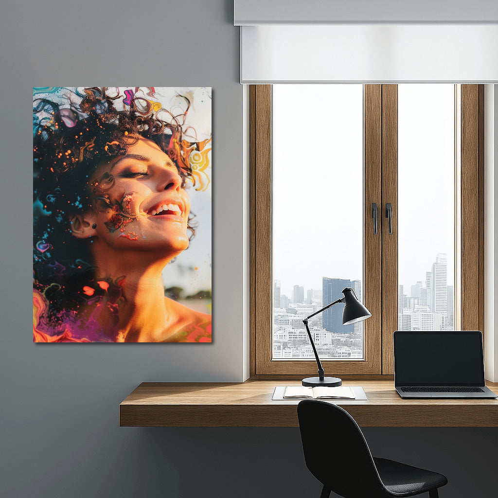 Bright Portrait of a Girl: A Whirlwind of Colors and Emotions