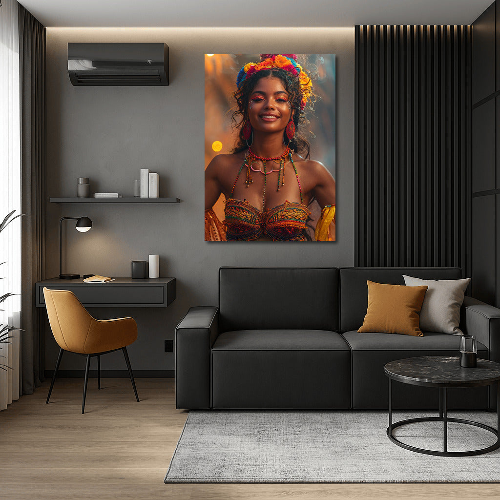 Flower Muse: Bright Mulatto Girl in a Wreath