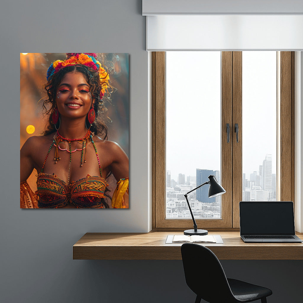 Flower Muse: Bright Mulatto Girl in a Wreath