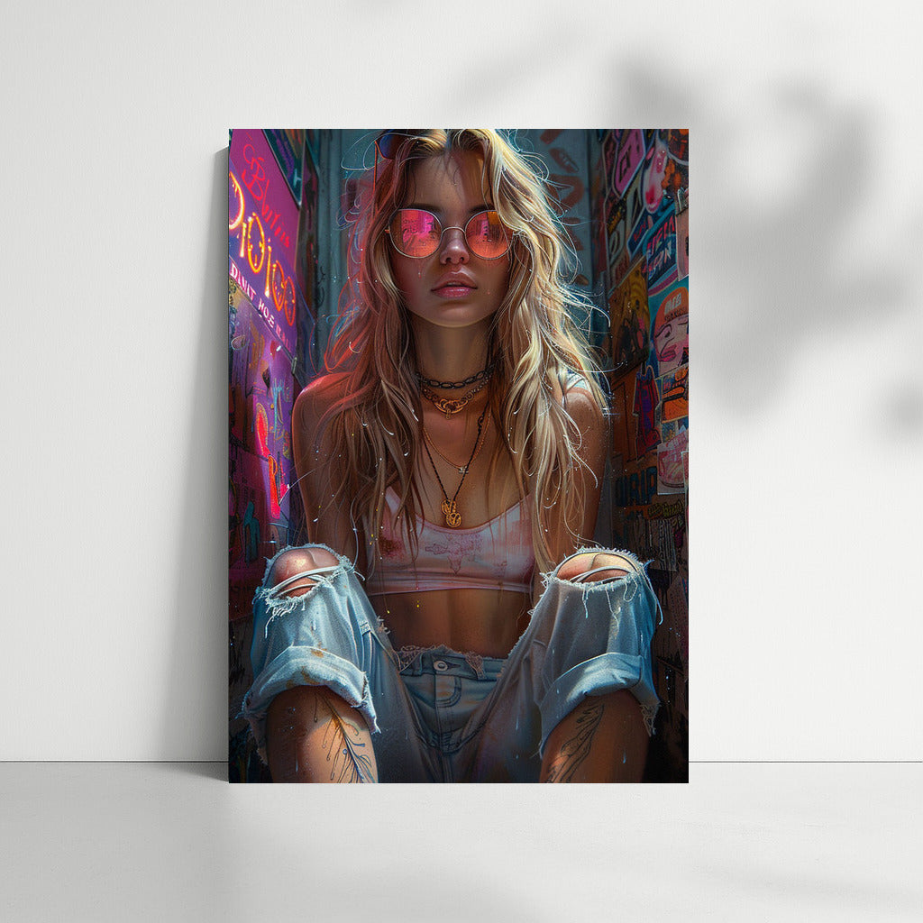 Dreamy Girl In Urban Style: Vibrant Portrait
