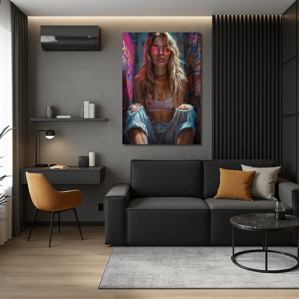 Dreamy Girl In Urban Style: Vibrant Portrait