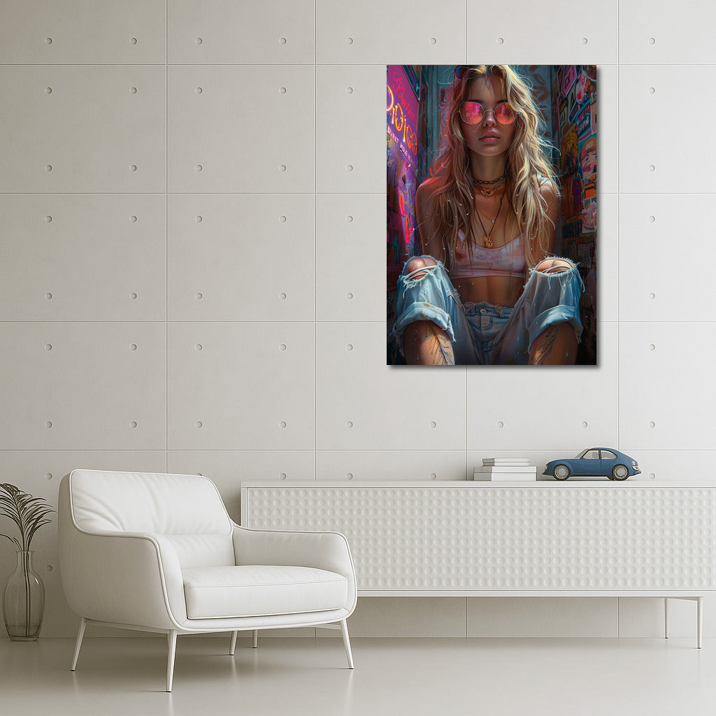 Dreamy Girl In Urban Style: Vibrant Portrait