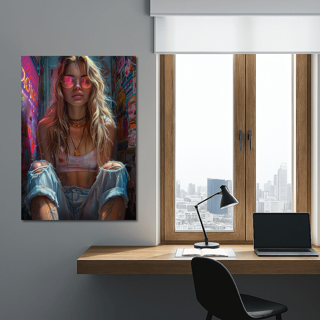 Dreamy Girl In Urban Style: Vibrant Portrait