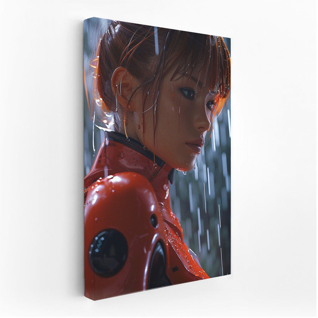 Neon Girl in Rain Dreams: Anime Style