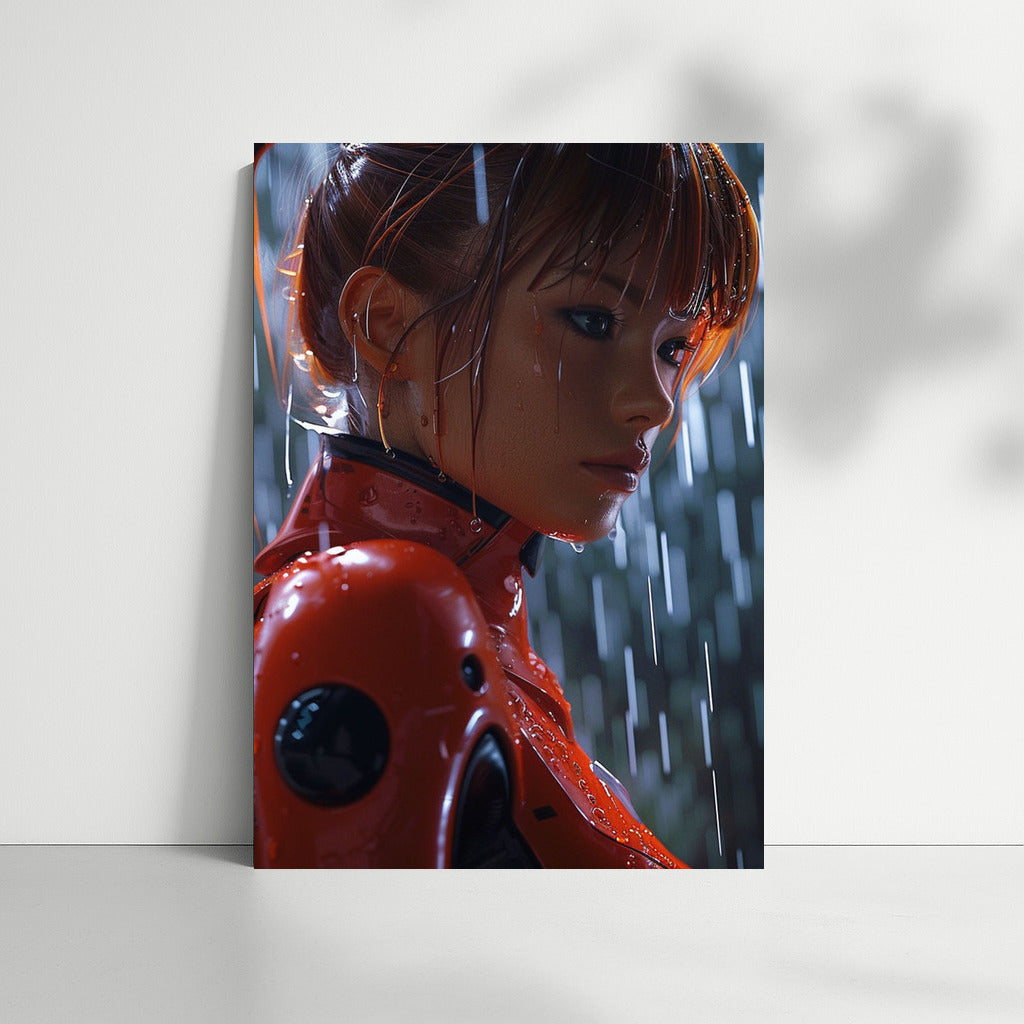 Neon Girl in Rain Dreams: Anime Style