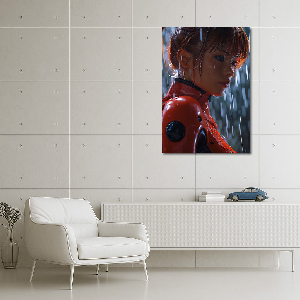 Neon Girl in Rain Dreams: Anime Style