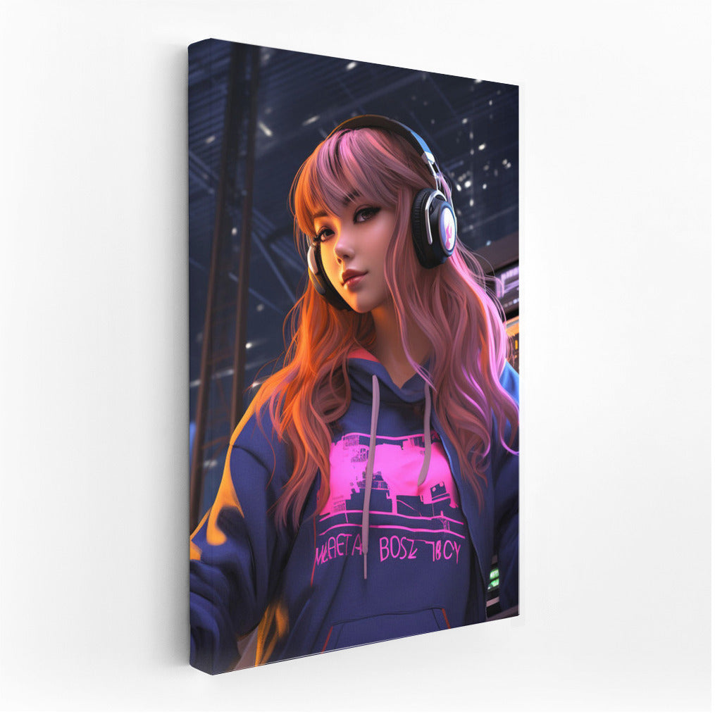 Neon Fantasy: Anime Girl in the World of Bright Lights