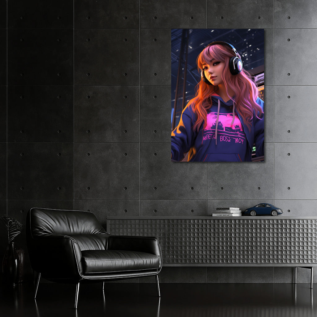 Neon Fantasy: Anime Girl in the World of Bright Lights