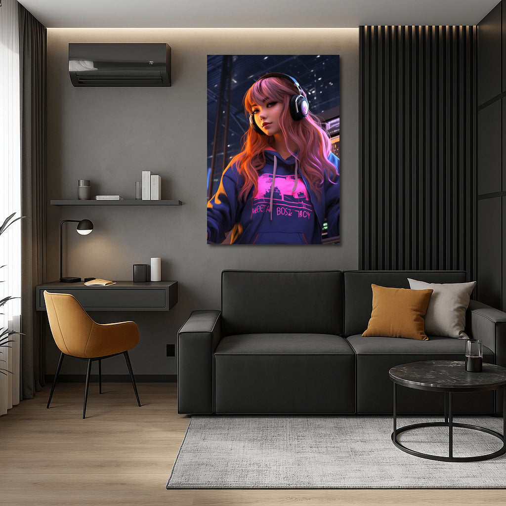Neon Fantasy: Anime Girl in the World of Bright Lights