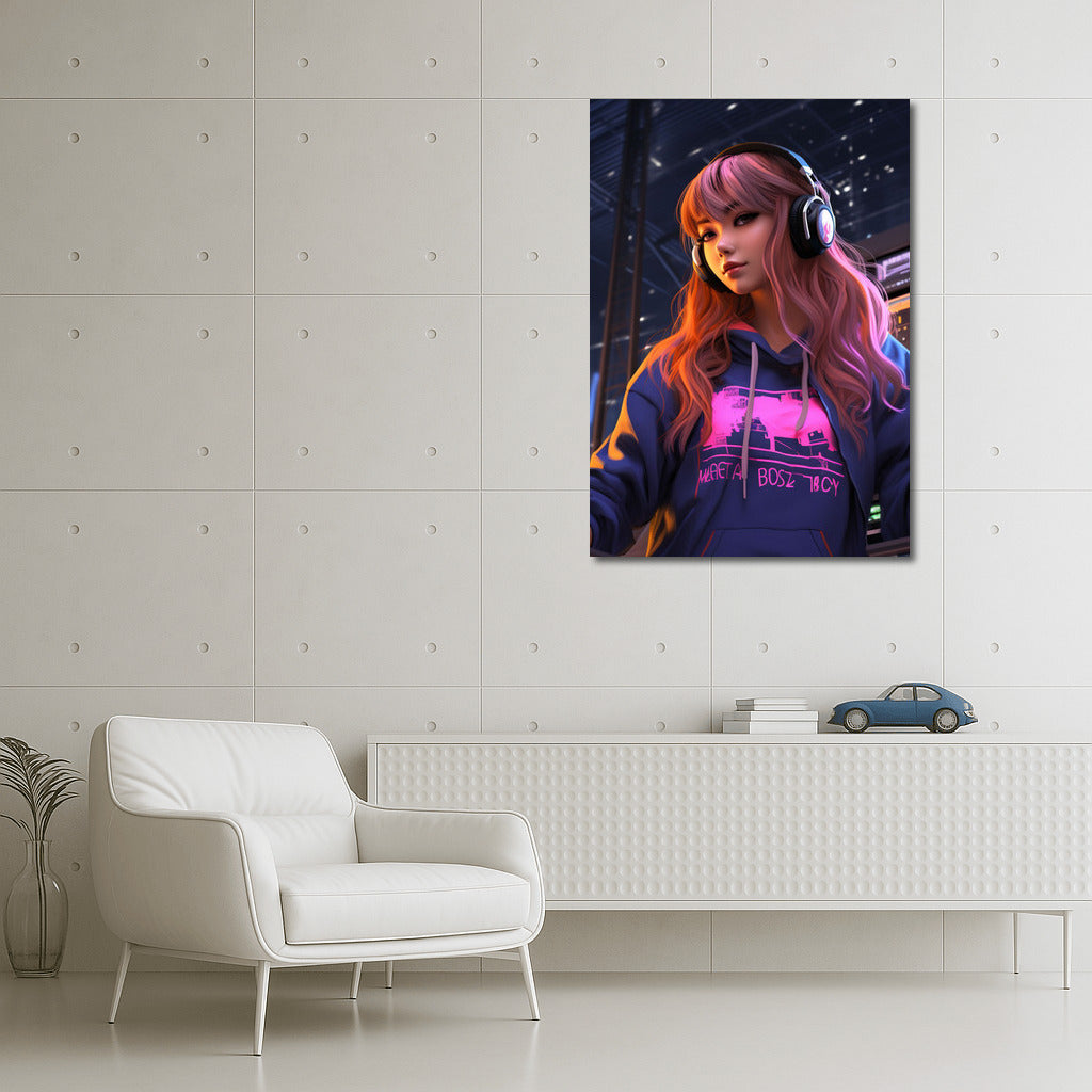 Neon Fantasy: Anime Girl in the World of Bright Lights