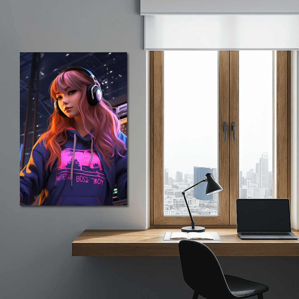 Neon Fantasy: Anime Girl in the World of Bright Lights