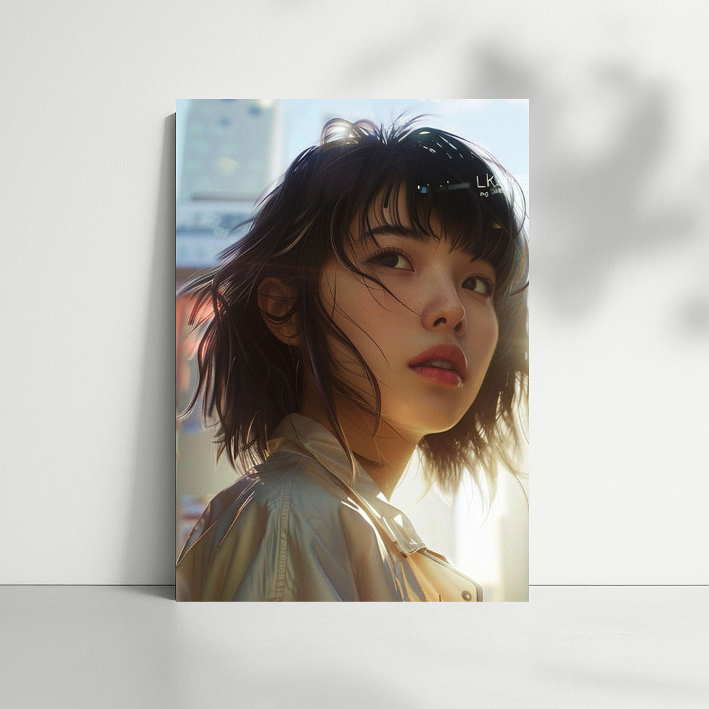 Mysterious Asian Girl: Light and Emotions in the Interior