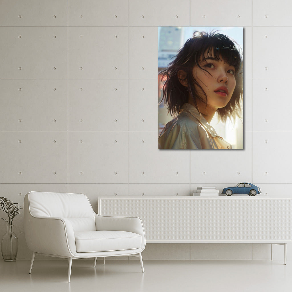 Mysterious Asian Girl: Light and Emotions in the Interior