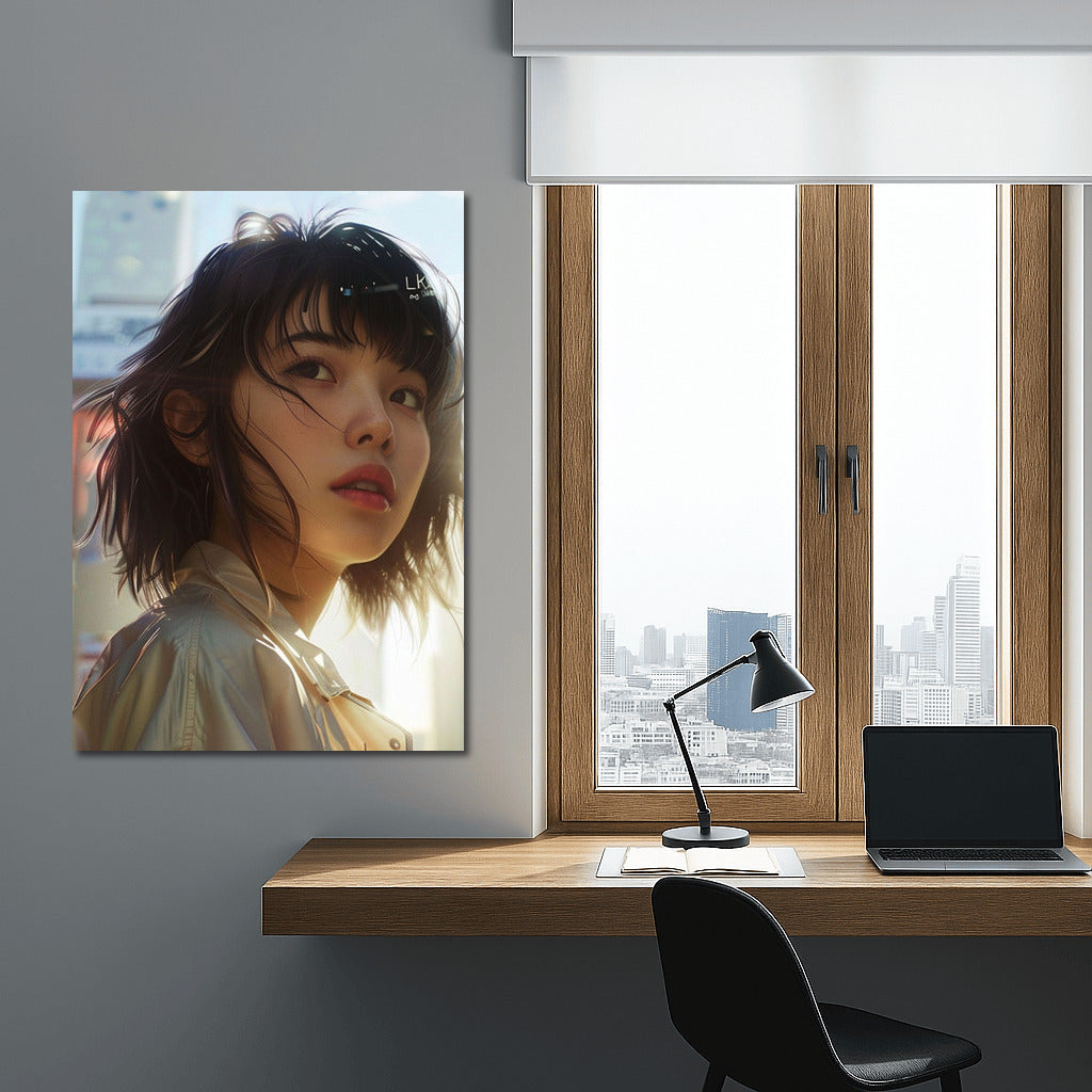 Mysterious Asian Girl: Light and Emotions in the Interior