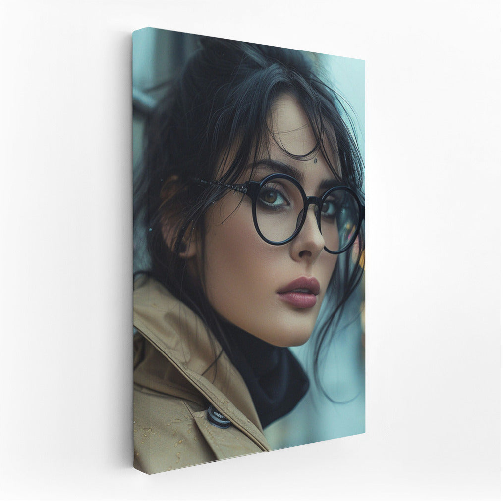 Modern Muse: Elegance in Glasses and a Cape
