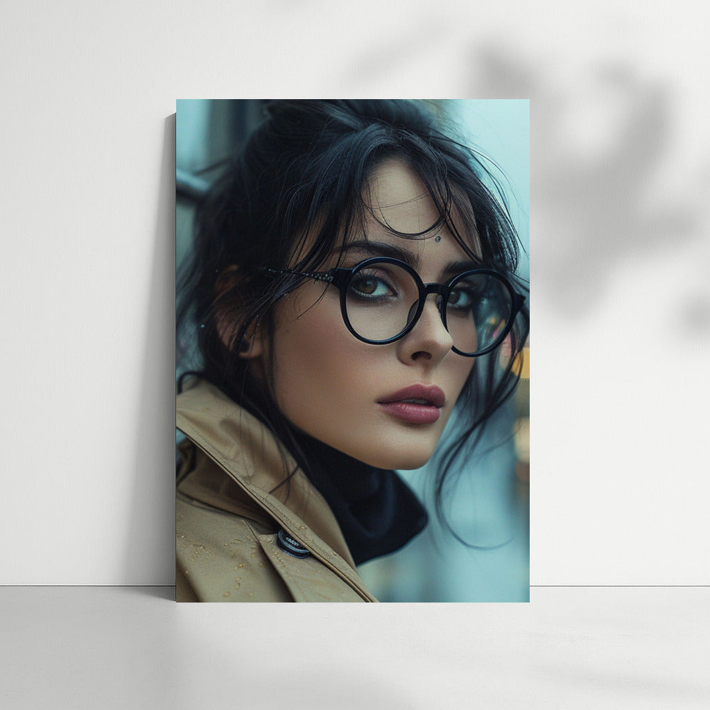 Modern Muse: Elegance in Glasses and a Cape
