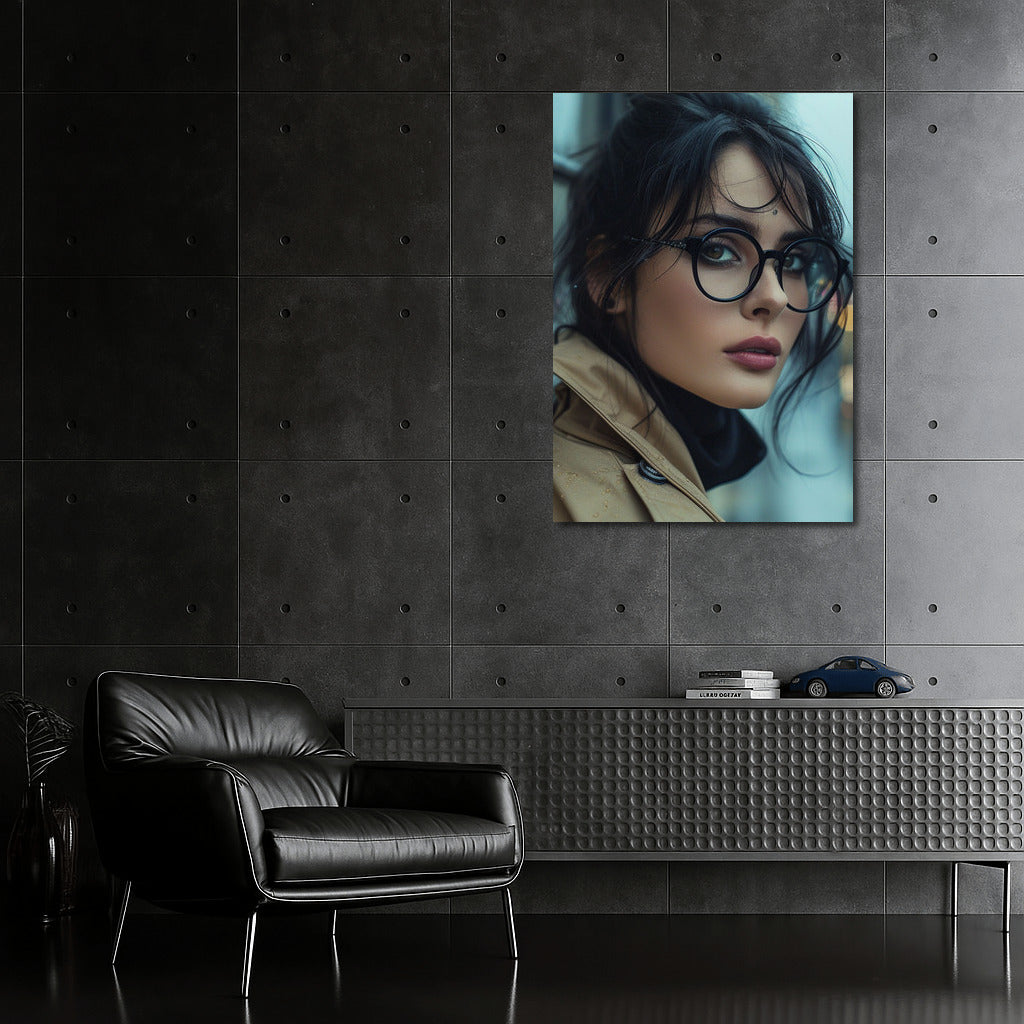 Modern Muse: Elegance in Glasses and a Cape