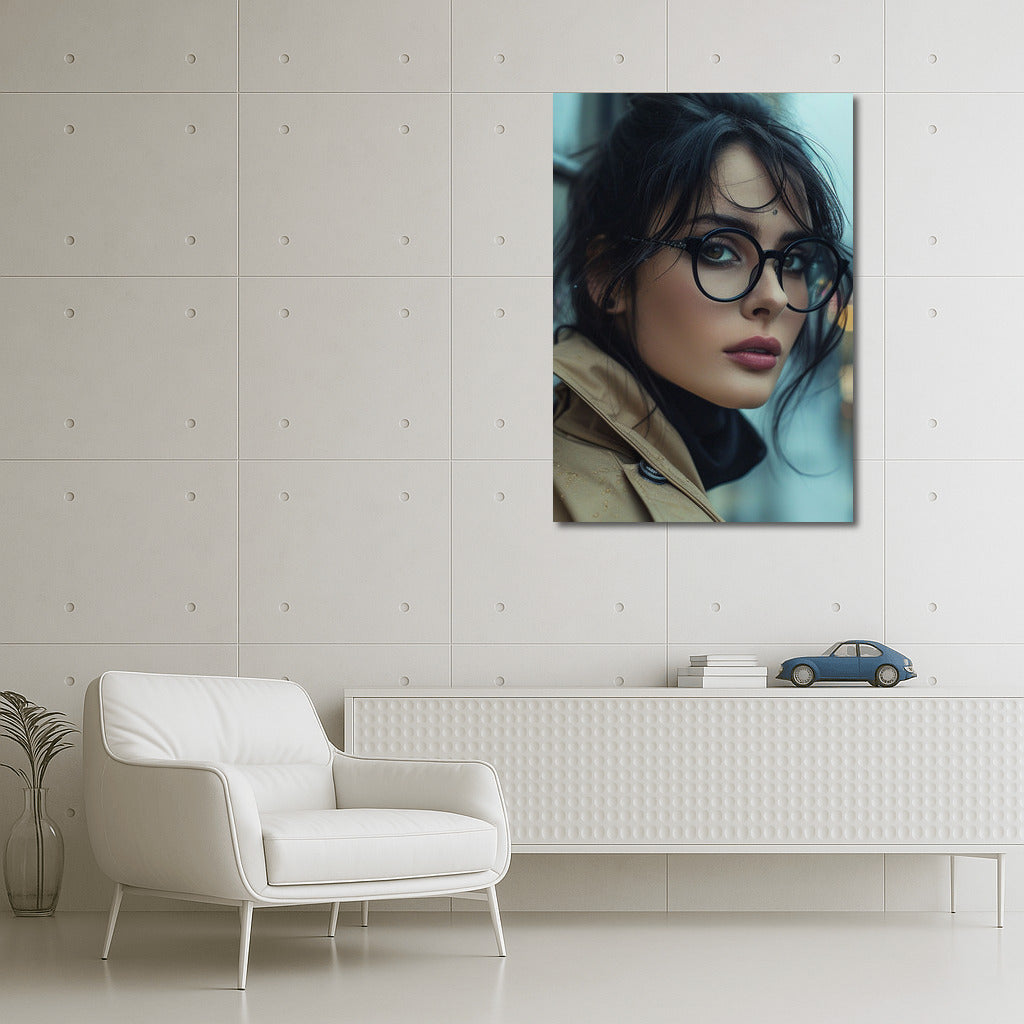 Modern Muse: Elegance in Glasses and a Cape