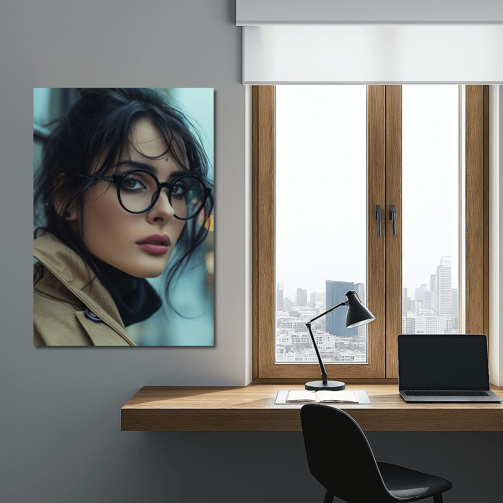 Modern Muse: Elegance in Glasses and a Cape